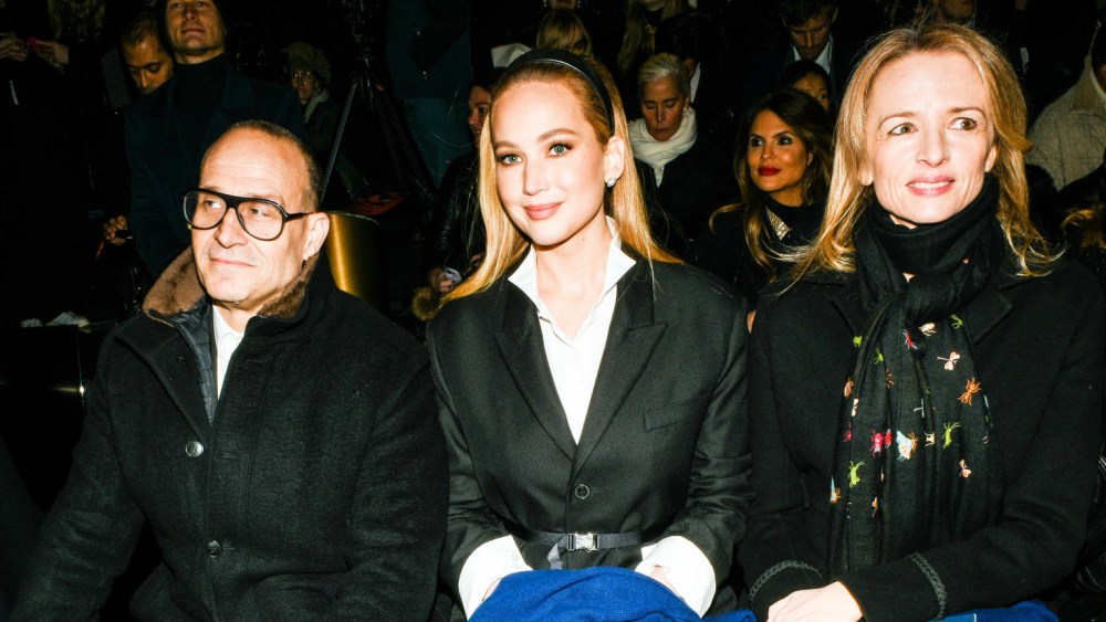 Marc Metrick, Jennifer Lawrence, and Delphine Arnault