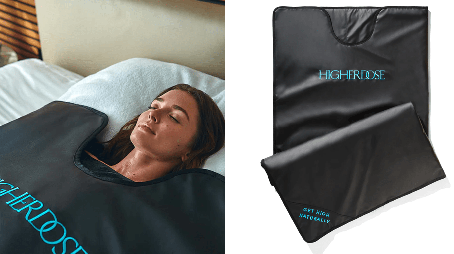 woman in sauna blanket; sauna blanket