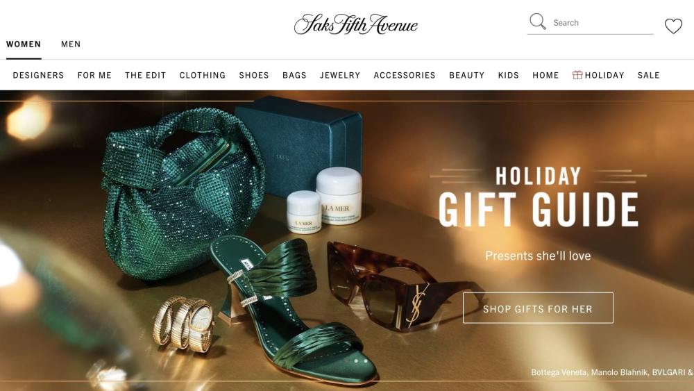 The saks web site.