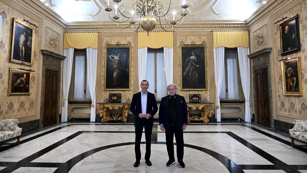 The mayor of Milan Giuseppe Sala and Tod's Group chairman and CEO Diego Della Valle.
