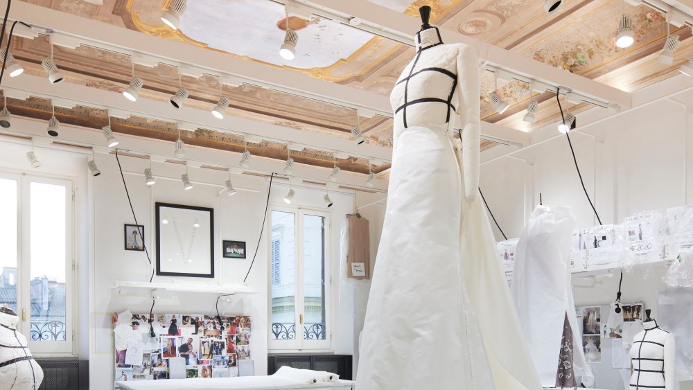 Inside the Valentino haute couture atelier in Rome, Italy.