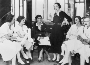 5/7/32: English socialite, Lady Pamela Smith (1914- 1982), standing beside French fashion designer Coco Chanel (1883 - 1971), at the Salons Haute Couture at 31, rue Cambon in Paris. Lady Smith is one of several London socialites to take up modelling.