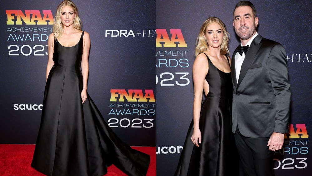 Kate Upton, Justin Verlander, FNAA, valentino dress, black dress,