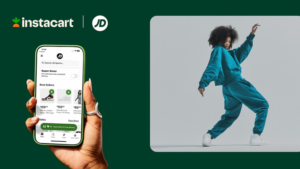 Partnership marks one of the first sports-fashion retailers to offer delivery of footwear and apparel brands in as fast as an hour via Instacart.