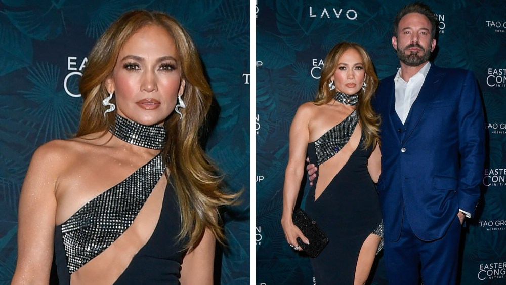 Jennifer Lopez attends the 2023 Eastern Congo Initiative Poker and Blackjack Tournament hosted by TAO Group Hospitality at LAVO Restaurant & Nightclub at The Palazzo at The Venetian Resort Las Vegas on Nov. 17, david koma dress