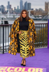 LONDON, ENGLAND - NOVEMBER 21: Taraji P. Henson attends "The Color Purple" Photocall at IET Building: Savoy Place on November 21, 2023 in London, England. (Photo by Mike Marsland/WireImage)