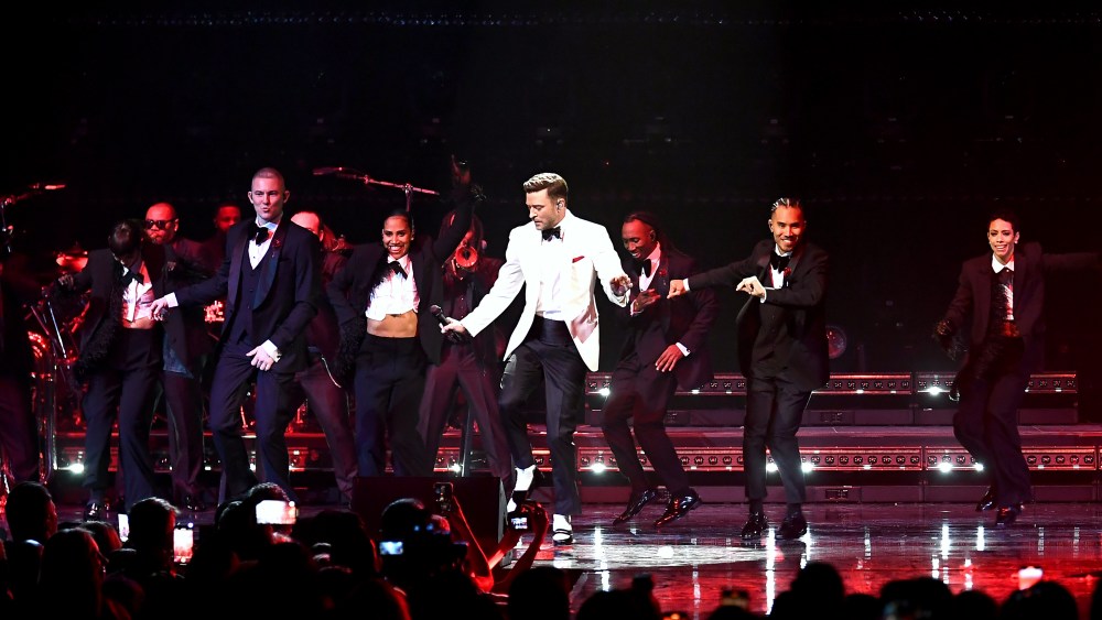 LAS VEGAS, NEVADA - DECEMBER 13: Justin Timberlake performs onstage during the Fontainebleau Las Vegas Star-Studded Grand Opening Celebration on December 13, 2023 in Las Vegas, Nevada. (Photo by Bryan Steffy/Getty Images for Fontainebleau Las Vegas)