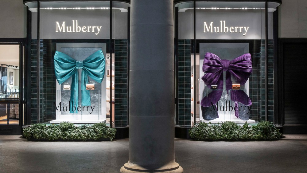 The Mulberry 2023 holiday display at Covent Garden.