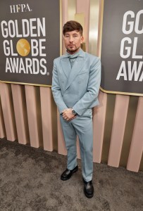 BEVERLY HILLS, CALIFORNIA - JANUARY 10: 80th Annual GOLDEN GLOBE AWARDS -- Pictured: Barry Keoghan arrives to the 80th Annual Golden Globe Awards held at the Beverly Hilton Hotel on January 10, 2023 in Beverly Hills, California. --  (Photo by Todd Williamson/NBC/NBC via Getty Images)