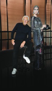 Giorgio Armani with a look from his Prive collection.