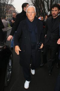 MILAN, ITALY - FEBRUARY 24: Giorgio Armani is seen during Milan Fashion Week Fall/Winter 2017/18 on February 24, 2017 in Milan, Italy. (Photo by Robino Salvatore/GC Images)