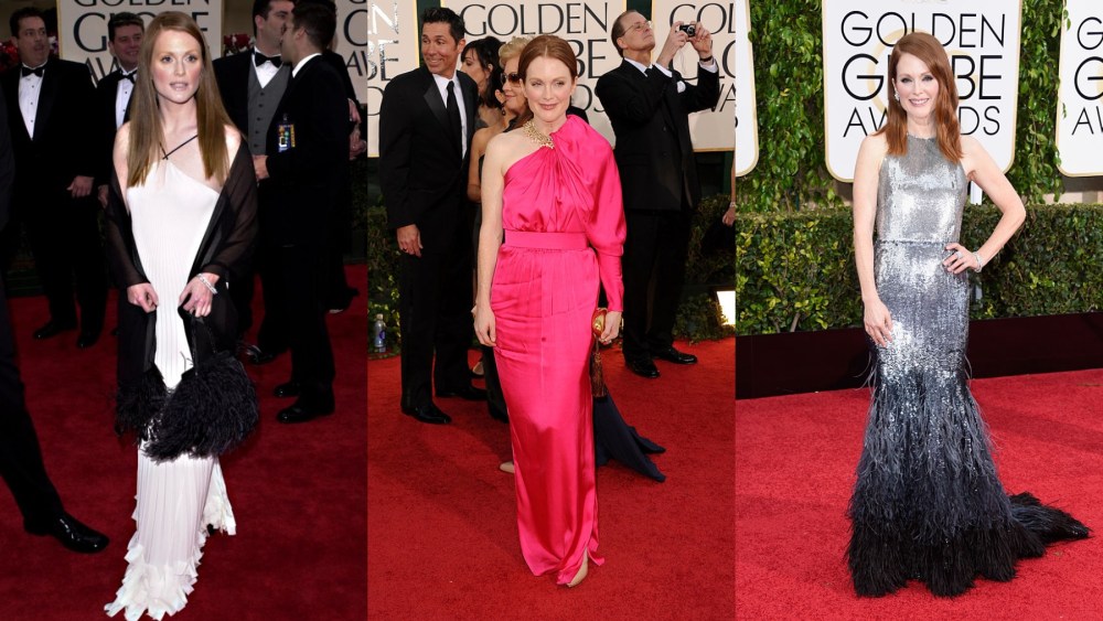 Julianne Moore, style, Golden Globe Awards, 2001, 2011, 2015, Los Angeles