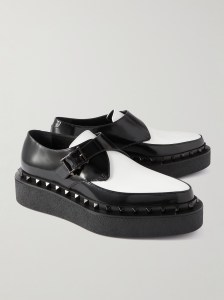 Valentino Deep Black Studs Single Monk Strap Derby Shoes