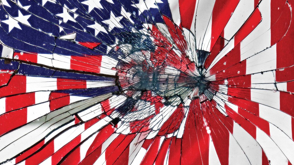 Shattered American flag