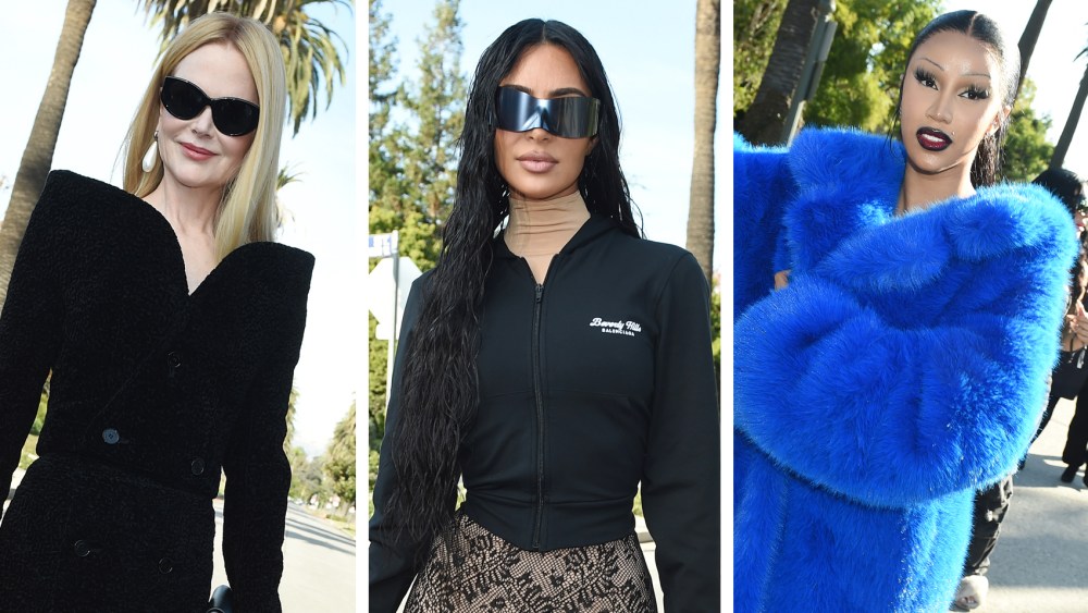 balenciaga, fall 2024, rtw fashion show, front row, kim kardashian, nicole kidman, cardi b, at Balenciaga Ready To Wear Fall 2024 held on December 2, 2023 in Los Angeles, California.