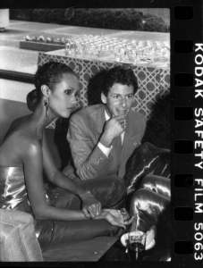 Calvin Klein and Iman attend Rosalynn Carter's fashion show and tea on May 4, 1979