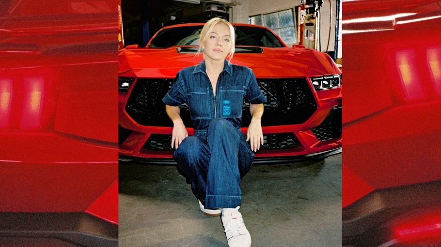 A cotton denim jumpsuit and a cropped jacket by Dickies are part of Ford Motor Company’s new collection with “Euphoria” actress and car enthusiast Sydney Sweeney.