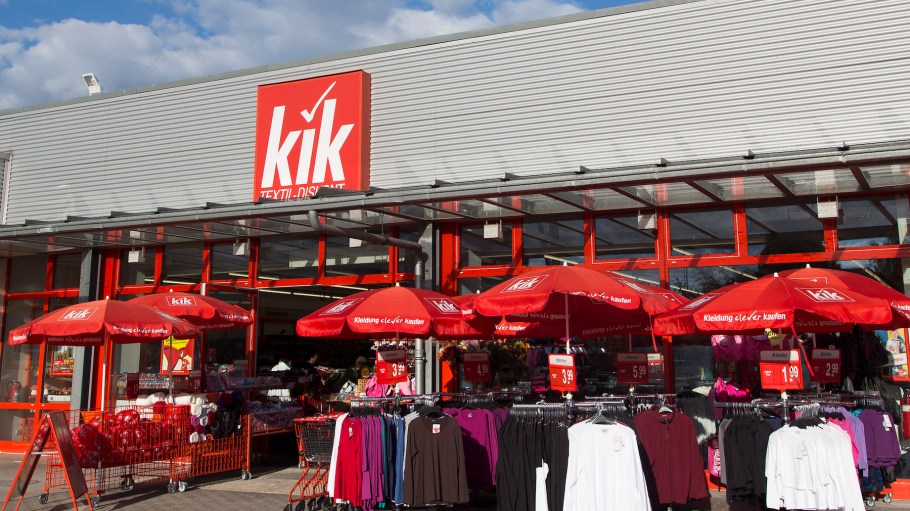 Specials are offered outside a Kik discount textiles store  in Berlin, Germany.