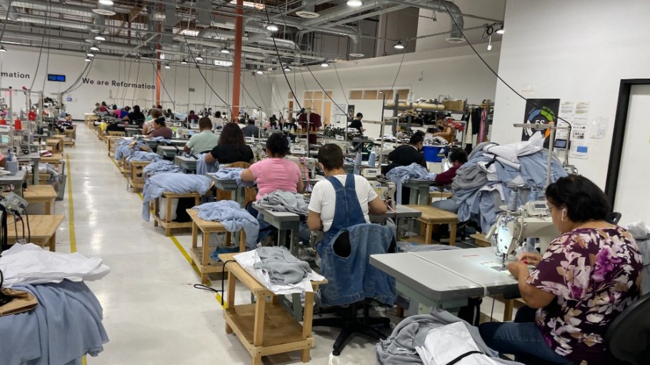 American producers of sustainable products are making strides globally. Pictured: Reformation's factory in Los Angeles.