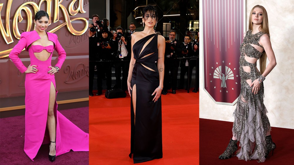 red carpet, cutout dress, cutout, dress, premiere, 2023 trends, hunter schafer, xochil gomez, dua lipa