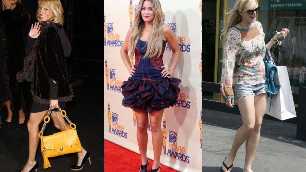 2000s shoe trends, 2000s style, 2000s fashion, nicole richie, lindsay lohan, lauren conrad