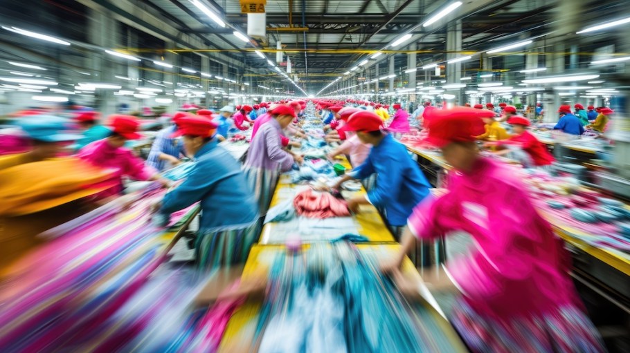 Chinese apparel factory workers.