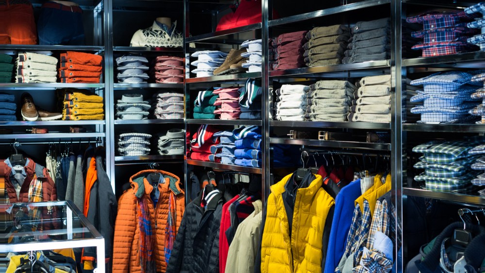 Fashionable apparel store with men shirts