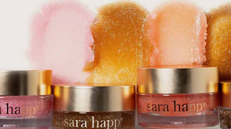 lip scrubs swatched on a white surface
