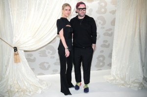 Nicky Hilton Rothschild and Brandon Maxwell backstage