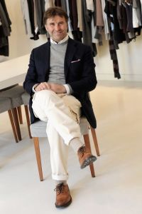 MILAN, ITALY - FEBRUARY 25:  Designer Brunello Cucinelli showcases his Brunello Cucinelli womenswear collection during Milan Fashion Week Autumn/Winter 2009 at the Brunello Cucinelli showroom on February 25, 2009 in Milan, Italy.  (Photo by Stefania D'Alessandro/WireImage)