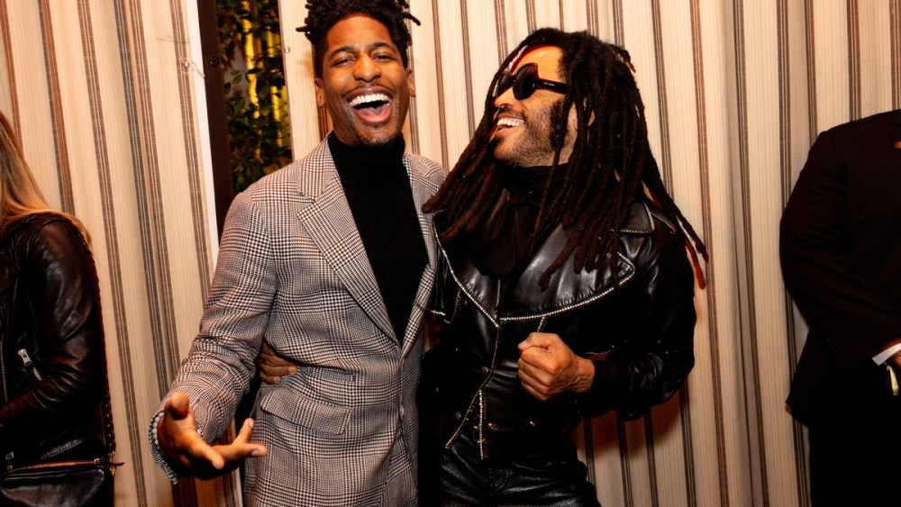 Jon Batiste and Lenny Kravitz at The Golden Eve Party held at Chateau Marmont on January 6, 2024 in Los Angeles, California.