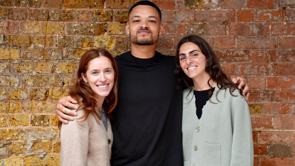 Kimai founders Jessica Warch and Sidney Neuhaus with Steven Bartlett