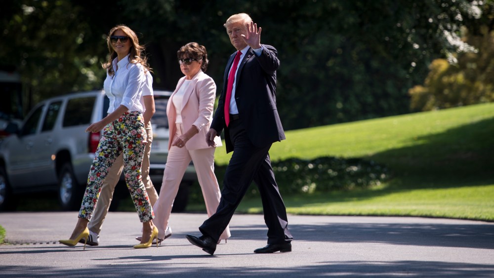 UNITED STATES  June 29: Left, Barron and First Lady Melania Trump, her mother, Amalija Knavs, and President Donald Trump make their way towards Marine One from the White House Friday June 29, 2018.  (Photo By Sarah Silbiger/CQ Roll Call)