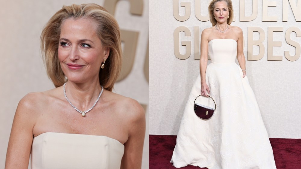 Gillian Anderson, Gabriela Hearst gown, Golden Globe Awards 2024, Jan. 7, Los Angeles
