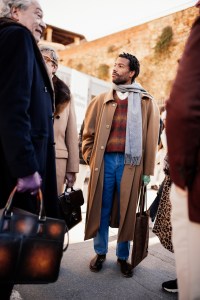 Street style at Pitti Uomo 105 in Florence, Italy.
