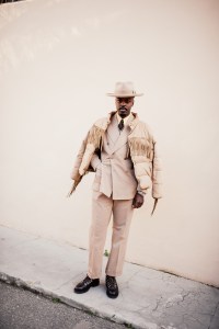 Street style at Pitti Uomo 105 in Florence, Italy.