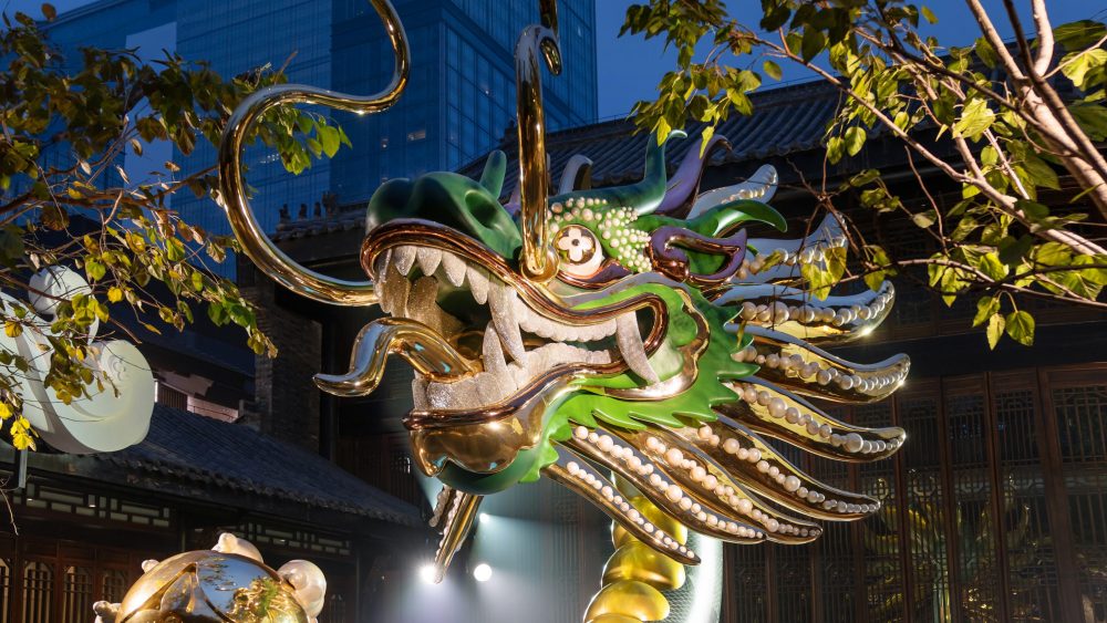 Louis Vuitton's 2024 Lunar New Year Dragon installation at Chengdu's The Hall.