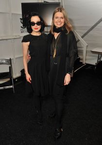 NEW YORK, NY - FEBRUARY 13:  Model Dita Von Teese (L) and designer Jenny Packham pose backstage at the Jenny Packham Fall 2012 fashion show during Mercedes-Benz Fashion Week at The Studio at Lincoln Center on February 13, 2012 in New York City.  (Photo by Stephen Lovekin/Getty Images for Mercedes-Benz Fashion Week)