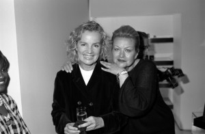 Fashion designer Jil Sander with Joan Weinstein, the owner of the Jil Sander boutique in Chicago at the opening