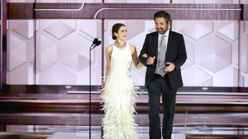 Keri Russell and Ray Romano at the 81st Golden Globe Awards.
