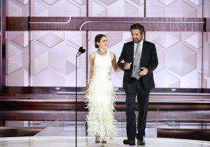 Keri Russell and Ray Romano at the 81st Golden Globe Awards.