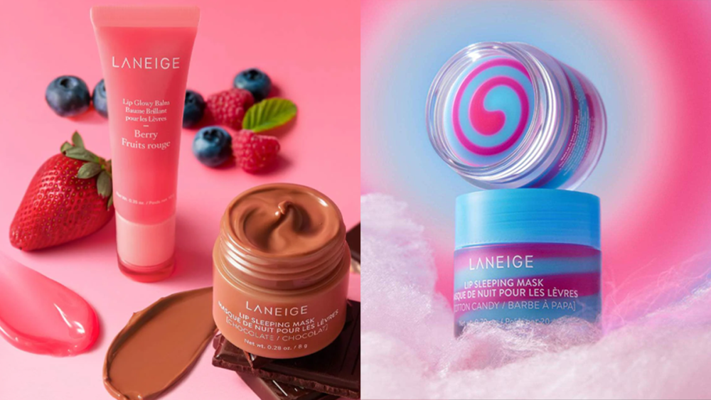 Laneige's limited-edition Valentine's Day Berries 'N Choco Kisses lip set and Cotton Candy lip mask