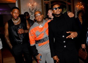 YG and Usher at Usher's Rendez-vous à Paris Dinner + After Party at Hôtel Plaza Athénée on September 29, 2023 in Paris, France.