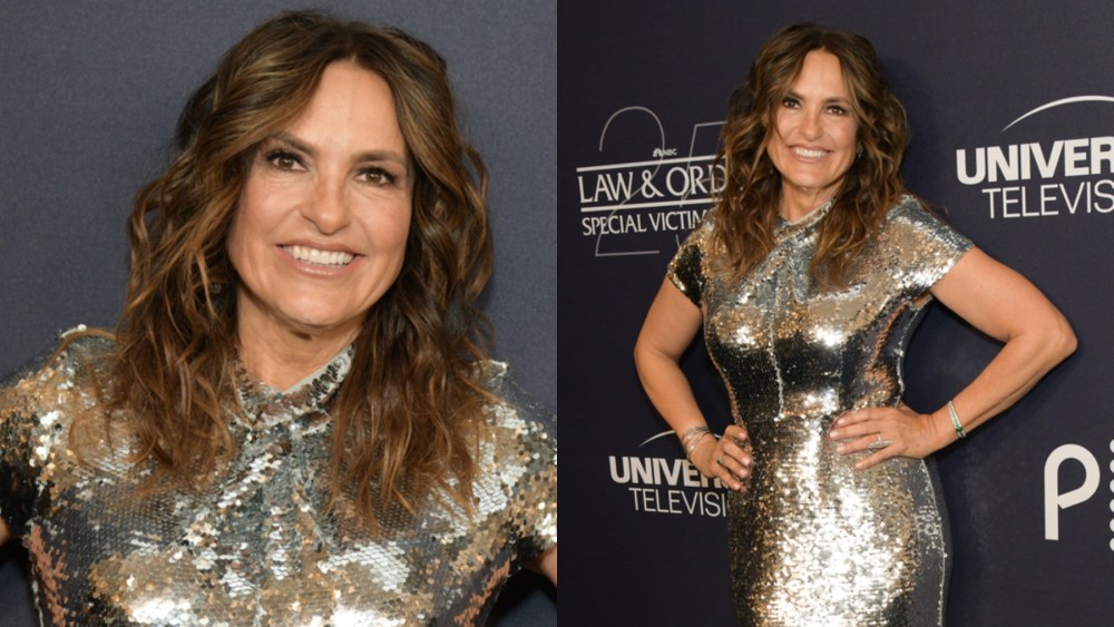 Mariska Hargitay, Self-Portrait silver dress, celebrity style, red carpet