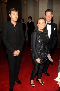 Miuccia Prada (L) and Stefano Tonchi attend the Metropolitan Museum of Art's 2010 Costume Institute gala.