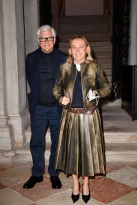 VENICE, ITALY - APRIL 21: Patrizio Bertelli and Miuccia Prada attend the opening of "Human Brains: It Begins with an Idea" at Fondazione Prada on April 21, 2022 in Venice, Italy. (Photo by Giorgio Perottino/Getty Images for Fondazione Prada)