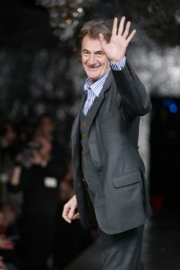 Designer Paul Smith on the runway at his Fall 2002 show in London.