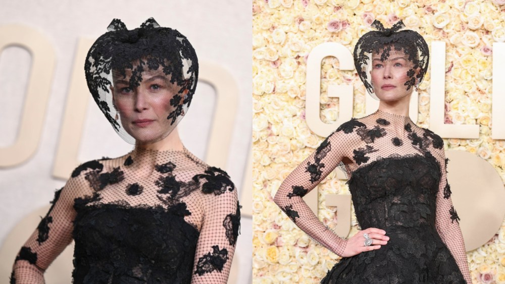 Rosamund Pike, awards, Golden Globes, red carpet, Christian Dior, Boucheron, celebrity style