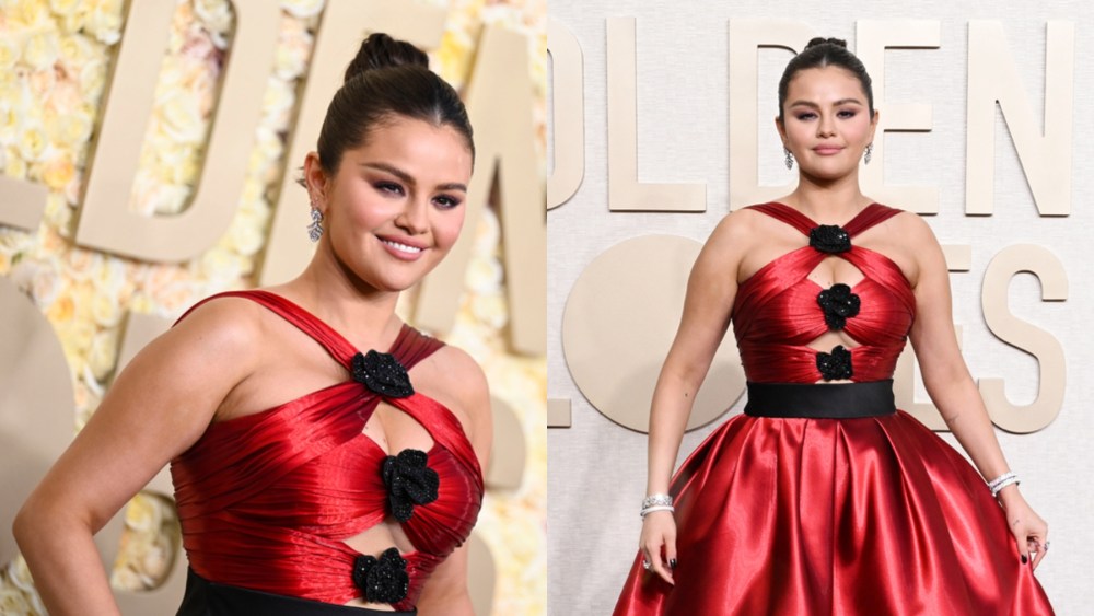 Selena Gomez, Armani Privé, Golden Globes, red carpet, awards, celebrity style, Bulgari, Christian Louboutin