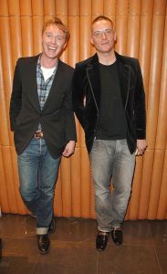 Stuart Vevers and Giles Deacon in London, United Kingdom. (Photo by Jon Furniss/WireImage)